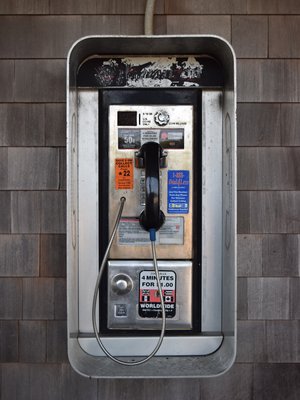 It's not often that you see a payphone nowadays.  Though it's understandable here.  The cell service here was good enough, but not full bars.  Having a public fixed link to the telephone network here seems beneficial.