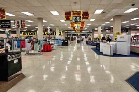 Lower level at Sears, with the closing sale underway.