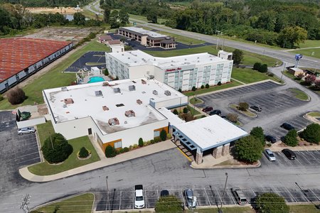 Aerial view of the Hampton Inn in Kinston