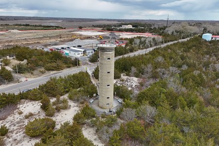 World War II lookout tower from the air.