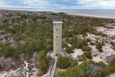 World War II lookout tower from the air.