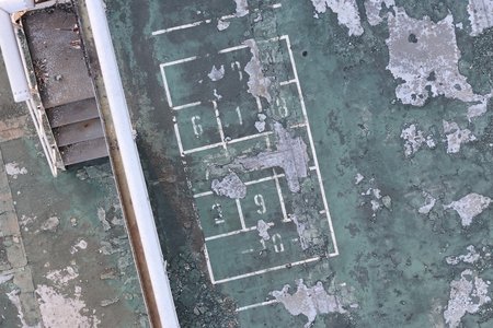 Shuffleboard court on the sports deck.