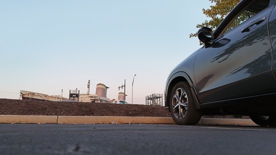 A post-landing shot of the ship at its berth and my car in the IKEA parking lot.