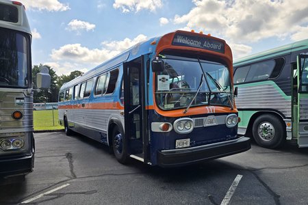 A 1973 GMC New Look, former Metropolitan Suburban Bus Authority (MSBA) bus 117, owned by Angela Randazzo.