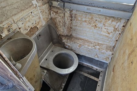 Restroom on board the scenicruiser.