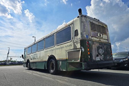 Biscuit waits at the Honda dealership in Frederick while the HR-V gets serviced.