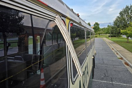 Removing the wrap from around one of the windows.