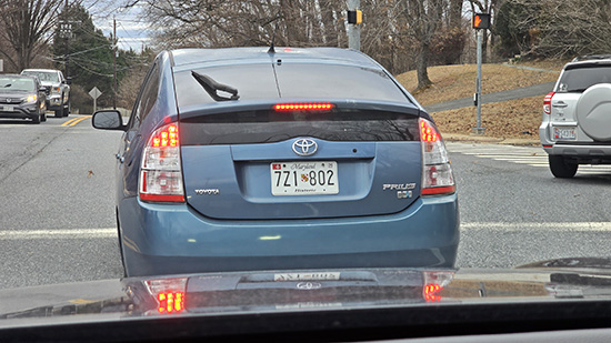 Toyota Prius with historic plates