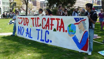 The CAFTA banner made it as well. I always consider closing rallies like a bit of a "reunion" of sorts, since after the opening rally, everyone goes on the march, and then at the closing rally location, everyone meets back together and you can share experiences from your little corner of the march.