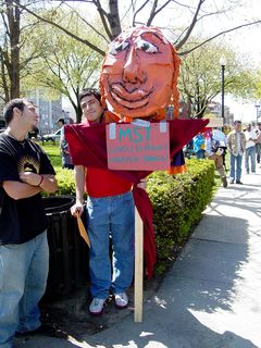 Another street puppet, with this one mentioning Brazil's MST - the landless peasant movement.