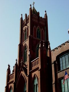 On the way to the Infoshop, Sis and I took a moment to marvel at the architecture of the Immaculate Conception Church, at the corner of N and 8th Streets NW. I also finally got a couple of decent broad-daylight photos of this church, which I'd been wanting to get for a while.