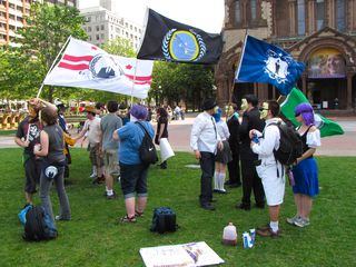 We met the rest of the Anons at Copley Square, and we made sure that our Anonymous DC flag was flying high.