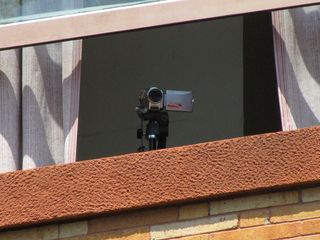 Video camera set up in an upper level window, most likely recording our raid. What they expected to get out of this, I'm not sure.