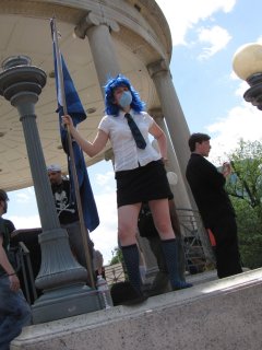 Blue Wig Girl poses for my camera.