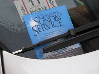 One of the Scientology flyers that we spotted on a car windshield.