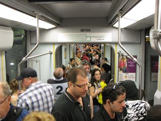 Breda 3875, the Type 8 LRV that took me to Park Street, was pretty crowded!