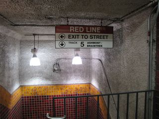 Stairs down to the Red Line platforms.