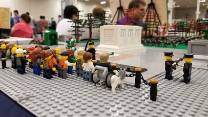 The Tomb of the Unknowns from Arlington National Cemetery, reproduced in Lego form.