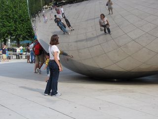 After doing the Mag Mile, we went to meet Sis. After that, we headed over to Millennium Park, which is a favorite place for me to photograph. I first got some photos of people looking at and photographing themselves on the bean...