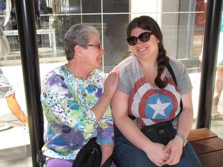 Mom and Sis posed for the camera while we waited for the bus to get to the museum.