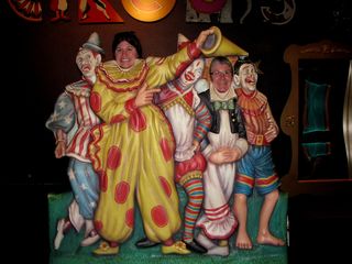 All of us took a moment to pose with the clown cutouts. Mom and I just smiled, while Sis made various faces for the photos.