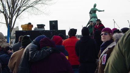 Meanwhile, people were making speeches from on stage.