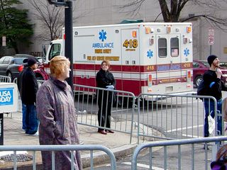 At L Street, our march was temporarily broken in two, as we separated to allow an ambulance to pass through. The march quickly got back together after the ambulance was clear.