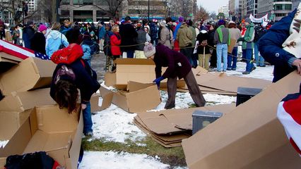 Breaking down the coffins immediately upon arrival at McPherson Square seemed a bit anticlimactic, as one would expect that these coffins would be displayed in some way as a group upon their arrival at the square.