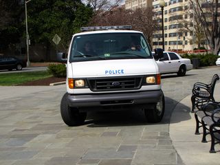 In Washington Circle, several police cars, as well as a police van, were on scene to greet us.