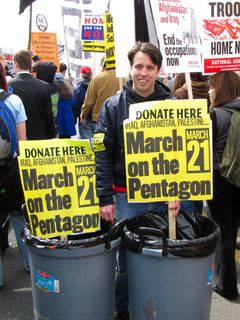 And as is typical for ANSWER marches, there was a man with a large bucket asking for donations.