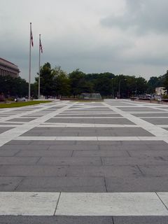 This is Freedom Plaza. Look familiar? No? Understandable. This is what it looks like on a normal day. Very open, with an almost empty feeling to it. This, if you recall, is where the protest started out.