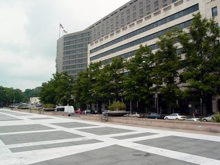 This is Freedom Plaza. Look familiar? No? Understandable. This is what it looks like on a normal day. Very open, with an almost empty feeling to it. This, if you recall, is where the protest started out.