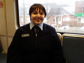 On March 3, my friend Elyse and I went to Baltimore. Elyse had managed to acquire a Metro uniform on eBay (seriously!) just before this, and she had it on for this particular outing. She looked ready to drive, don't you think?