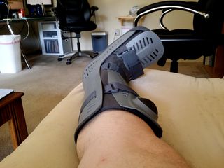 On August 13, Mom went home, and so I was on my own for the first time since I broke my foot. So I took a boot selfie on the couch (of course!).