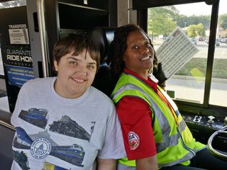 Later that day, I got to experience what it's like to ride RTA, which is the transit agency that serves Howard County and Anne Arundel County, and also links up with WMATA's and MTA Maryland's bus networks. Elyse rides RTA a lot to get around the area where she lives. This photo was at the end of my RTA ride, showing Elyse and Carmela, one of the drivers that Elyse regularly gets.