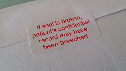 On September 4, Mom came back up for another visit, this time to go to the National Book Festival. She also brought up a CD of x-ray and MRI images to see if we could see what the doctor was referring to in her wrist (we could see it on the x-rays, but I was lost on the MRI images). This label, however, amused me. I'm sure that they meant "breached" with an "A", but they said "breeched". As a verb, according to Google, "breech" means, "To put (a boy) into breeches after being in petticoats since birth." I want to see someone's confidential record in breeches. That might be amusing.