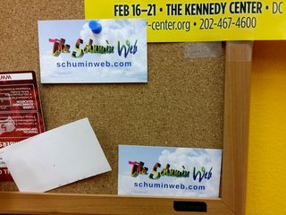 On November 22, while I was visiting America's Best (Mediocre) Wings in White Oak, I finally decided to do it, and stuck some Schumin Web business cards on the bulletin board. If everyone else is using the board to advertise, I might as well, too, right?
