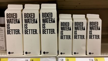 I saw this, and the first thing that I thought of was, and you thought that bottled water was bad. Boxed water? Seriously, people?