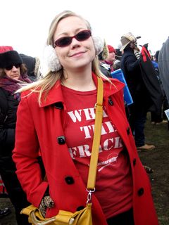 My coworker Alison in her "WHAT THE FRACK?" shirt.