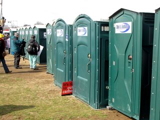 My relationship with the portable toilets at this rally was a reminder that I'm more mature than I used to be. I used to go all day without visiting the restroom at these sorts of events. I would estimate that I visited the portable toilets about three or four times over the course of this demonstration, and thank goodness for their presence.