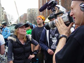 Various people with video cameras conducted interviews with individuals within the march.