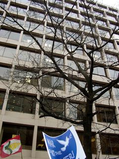 And soon, we found ourselves at a building allegedly housing offices for Lockheed Martin, a defense contractor.