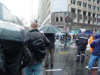 Big Mavica's final photo, in a downpour, in the streets of Washington DC.