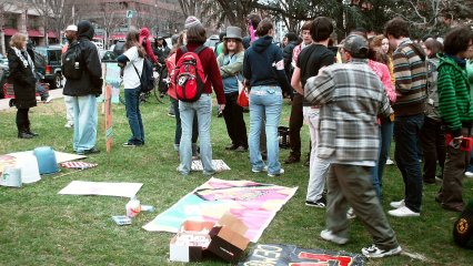 Crowd gathered at Franklin Square for Funk the War 7.