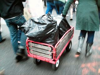 Towing the sound equipment along.