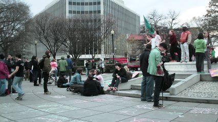 Hanging out in Dupont Circle after the demonstration had formally ended.