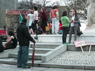 Hanging out in Dupont Circle after the demonstration had formally ended.