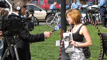 Lacy MacAuley is interviewed for WJLA-TV, the local ABC affiliate.