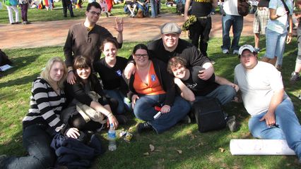 Group photo of the call-it-a-day group at Lafayette Park.