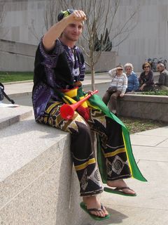 Show of support from a bystander outside the Museum of American History.